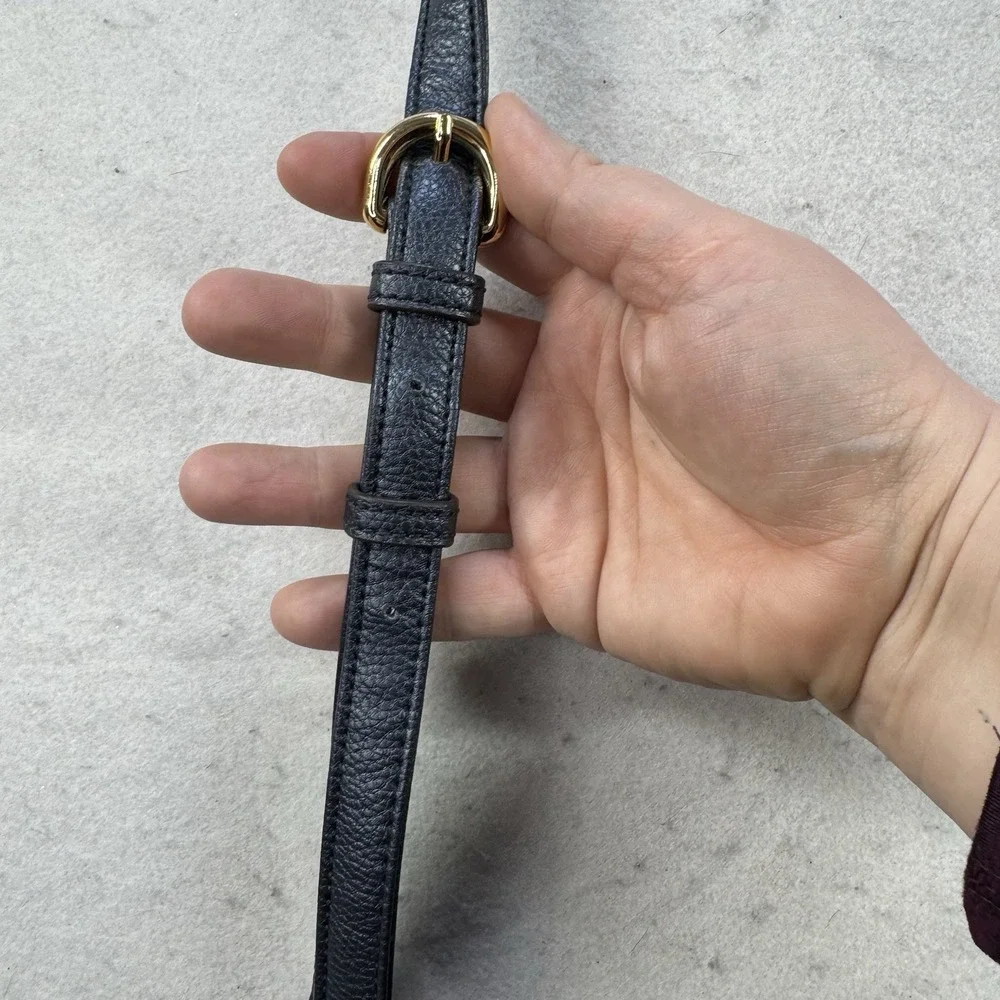 Tignanello Shiny Irridescent Blue Grey Pebbled Leather Messenger Bag Zip Top‎